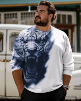 Men’s Casual Big & Tall Roaring Tiger Long Sleeve Tee